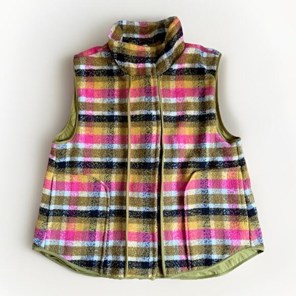 Free People Jackets & Blazers - Free People Wrapped Up Blanket NWOT Vest Plaid Pockets Lined Size Medium